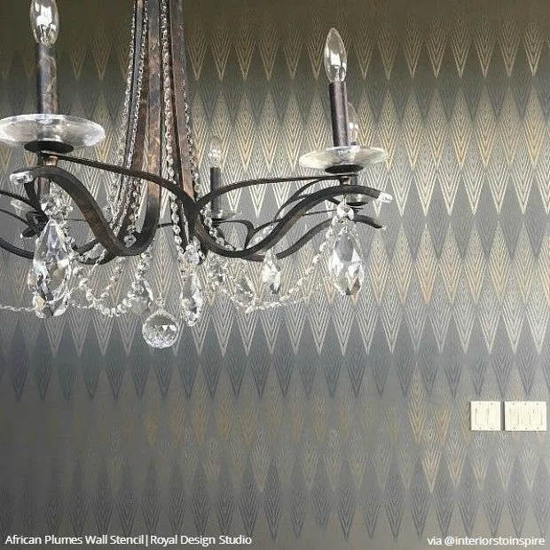 African Plumes Raven   Lily Wall Stencil