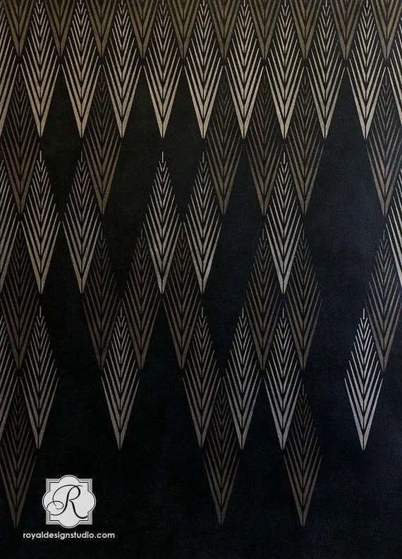 African Plumes Raven   Lily Wall Stencil