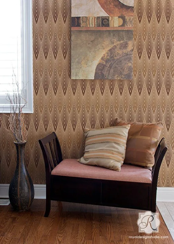 African Plumes Raven   Lily Wall Stencil