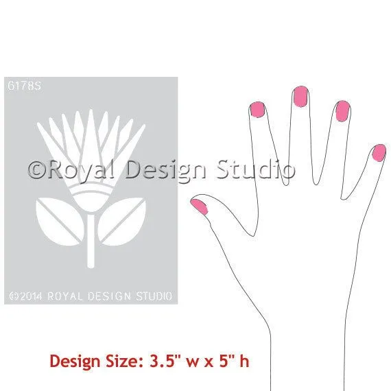 African Protea Flower Furniture Stencil