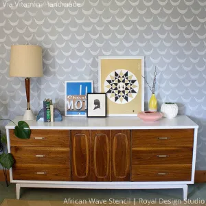 African Wave Wall Stencil
