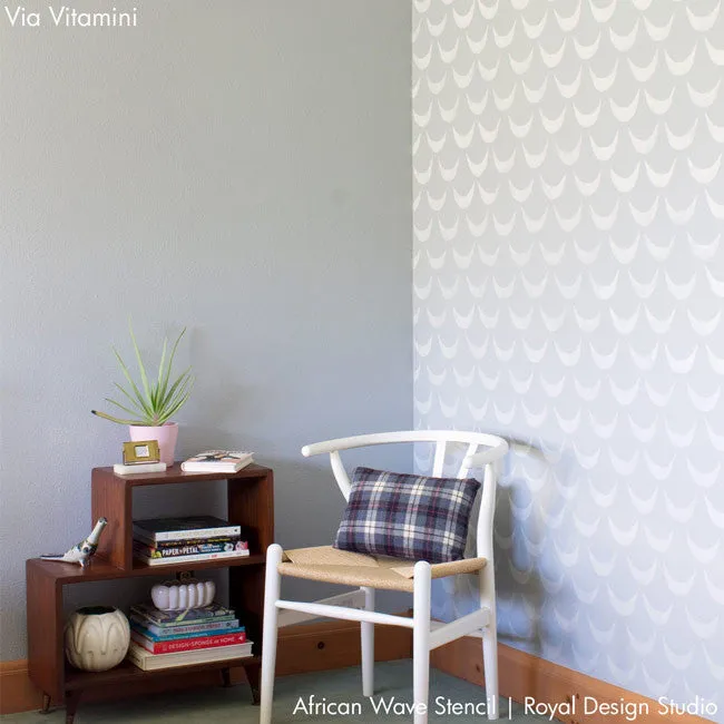African Wave Wall Stencil