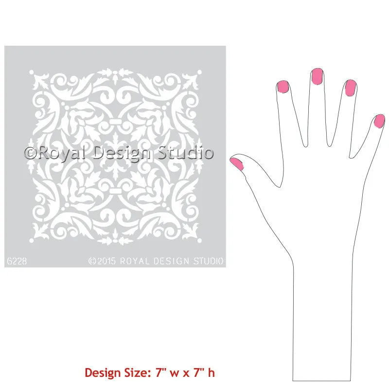 Anastasia Damask Tile Furniture Stencil