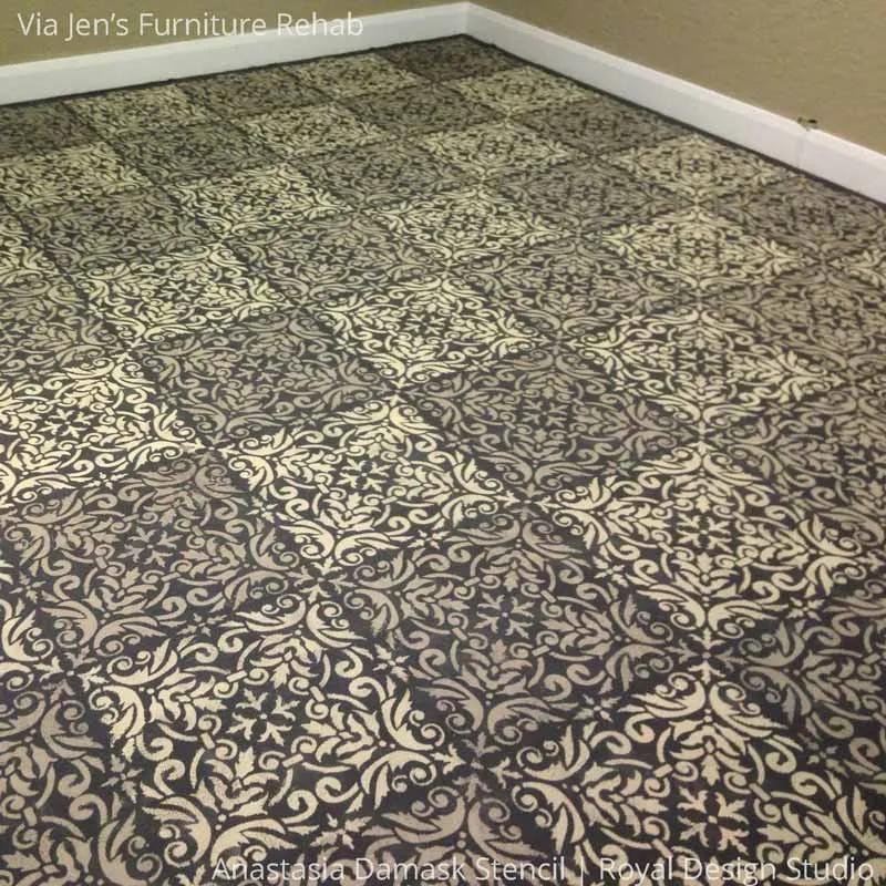 Anastasia Damask Tile Wall Stencil