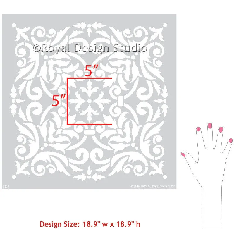 Anastasia Damask Tile Wall Stencil