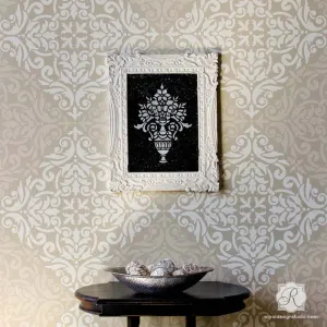 Anastasia Damask Tile Wall Stencil