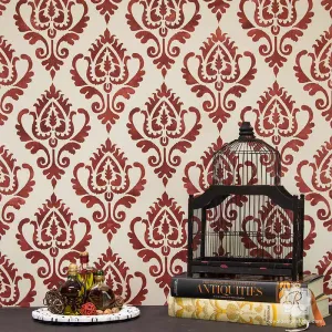 Anika Ikat Damask Wall Stencil