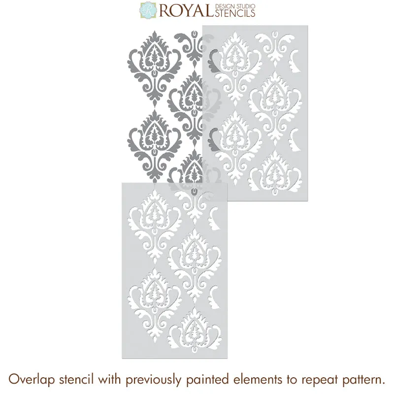 Anika Ikat Damask Wall Stencil