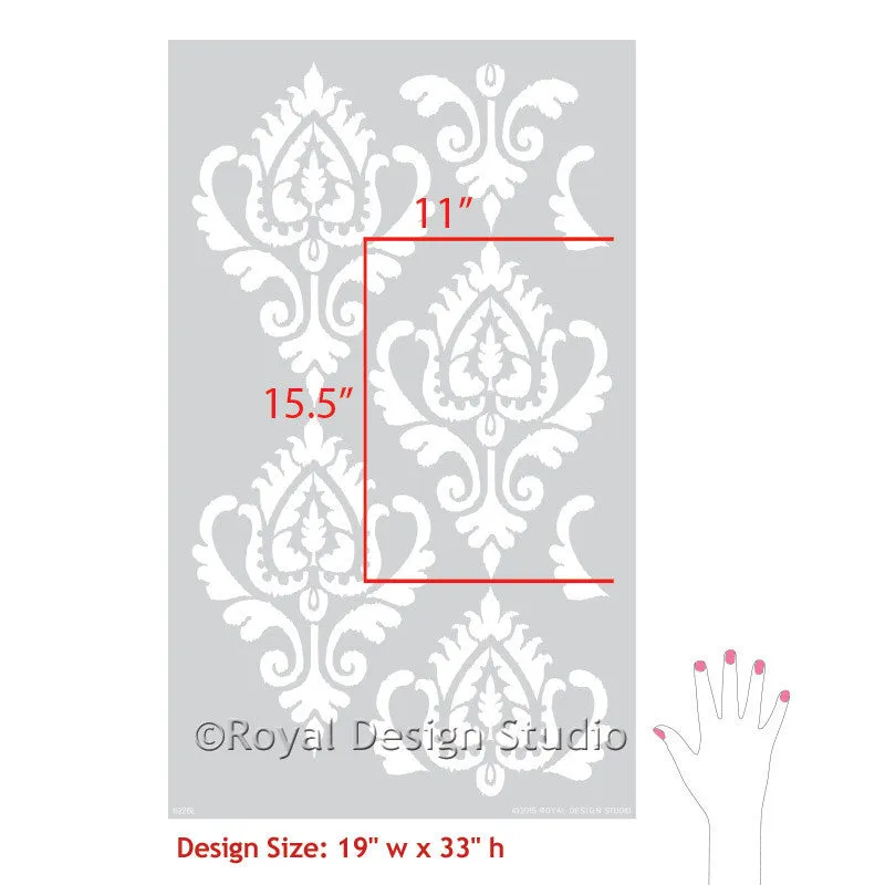 Anika Ikat Damask Wall Stencil