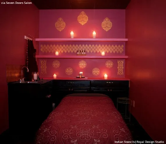 Annapakshi Indian Damask Furniture Stencil