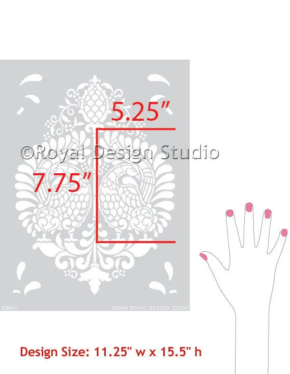 Annapakshi Indian Damask Furniture Stencil