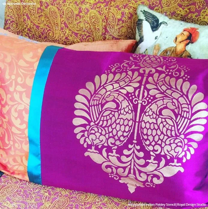 Annapakshi Indian Damask Furniture Stencil