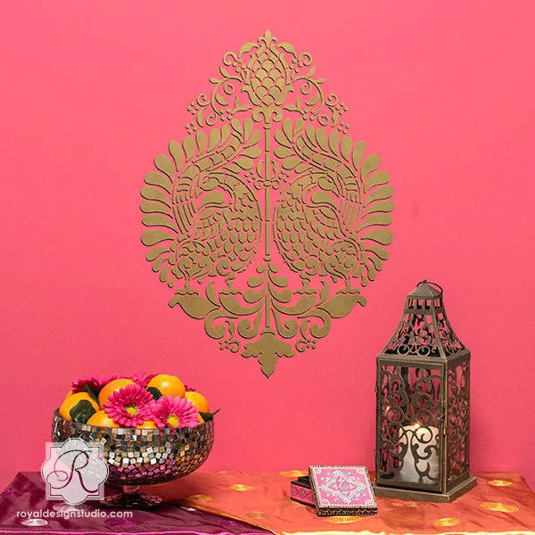 Annapakshi Indian Damask Wall Stencil