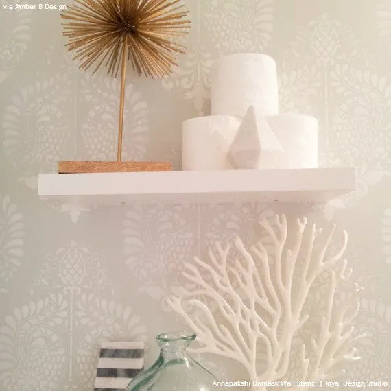 Annapakshi Indian Damask Wall Stencil
