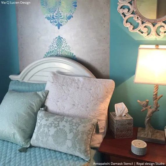 Annapakshi Indian Damask Wall Stencil
