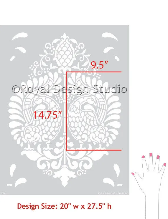 Annapakshi Indian Damask Wall Stencil