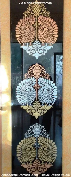 Annapakshi Indian Damask Wall Stencil