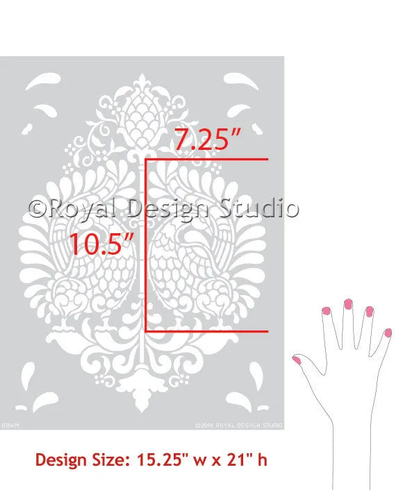 Annapakshi Indian Damask Wall Stencil