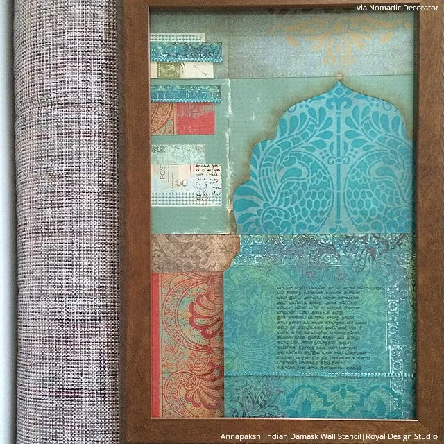 Annapakshi Indian Damask Wall Stencil