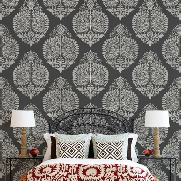 Annapakshi Indian Damask Wall Stencil
