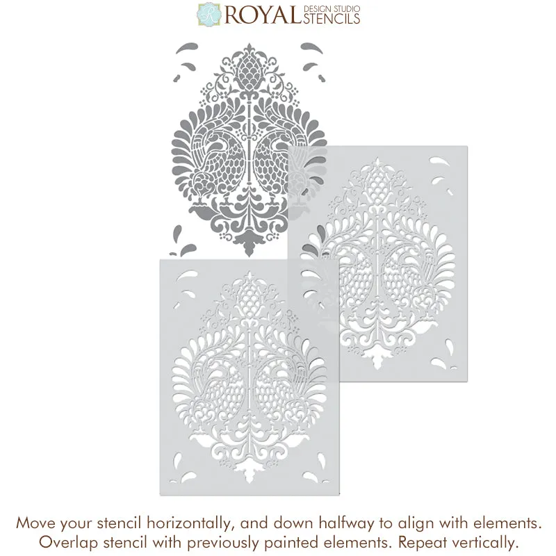 Annapakshi Indian Damask Wall Stencil