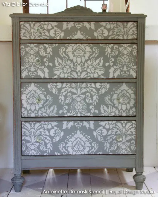 Antoinette Damask Wall Stencil