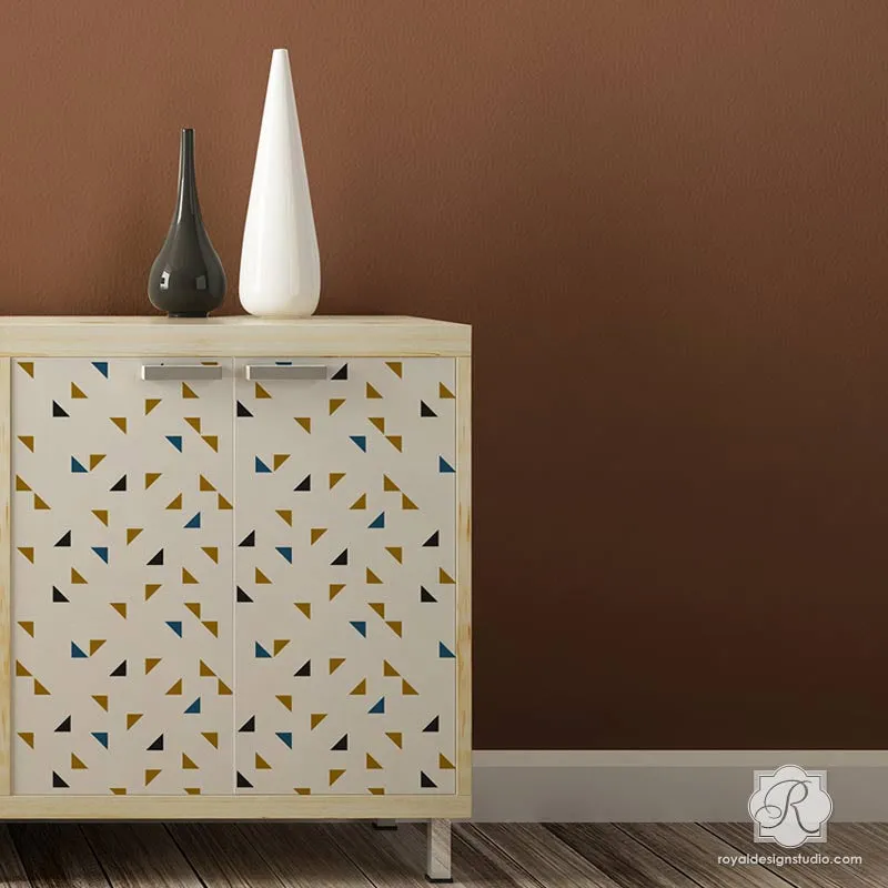 Aztec Triangles Raven   Lily Furniture Stencil
