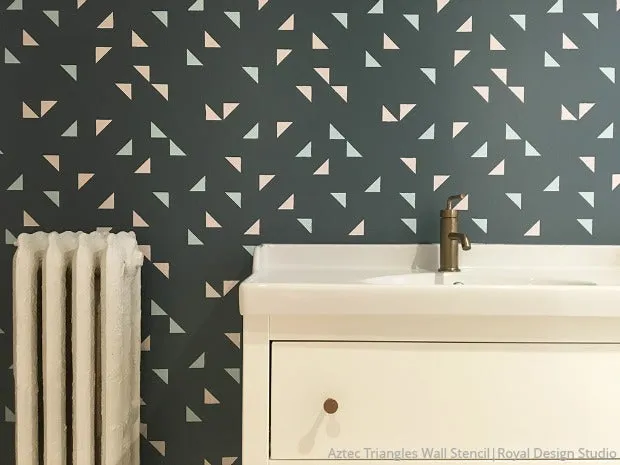 Aztec Triangles Raven   Lily Wall Stencil
