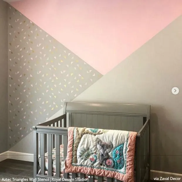 Aztec Triangles Raven   Lily Wall Stencil