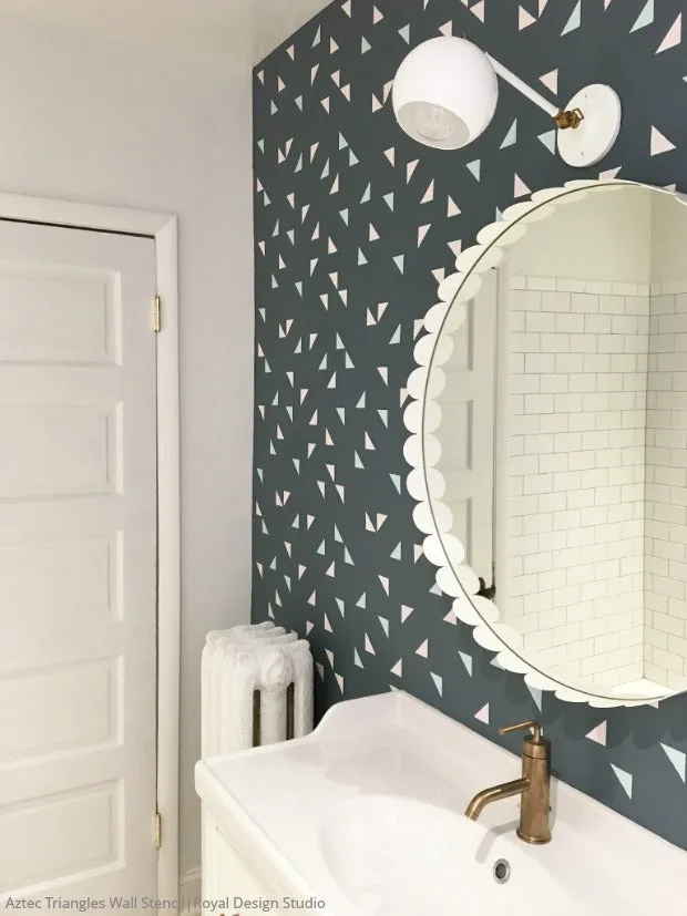 Aztec Triangles Raven   Lily Wall Stencil