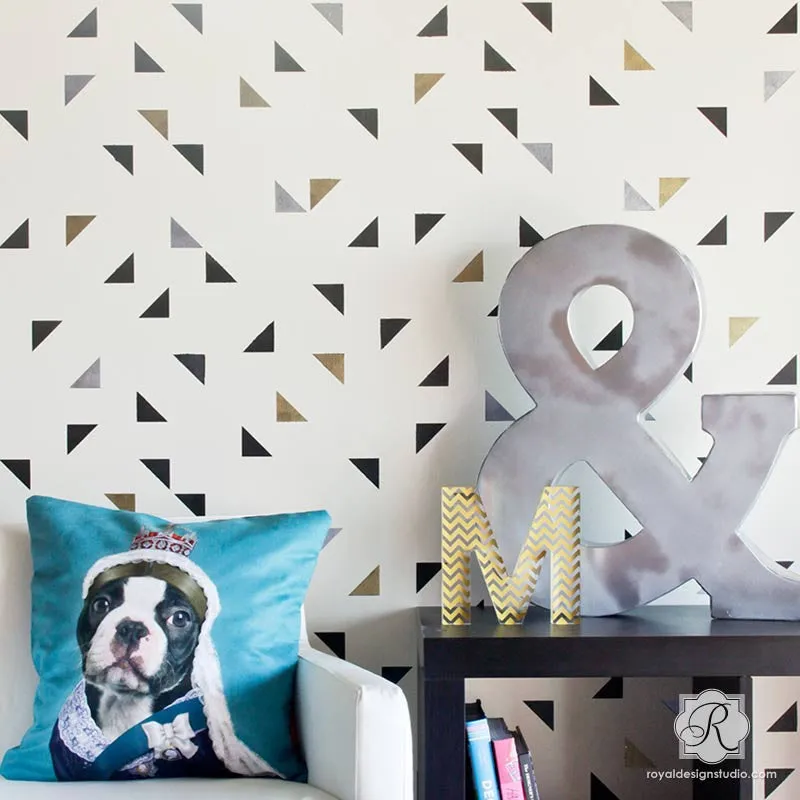 Aztec Triangles Raven   Lily Wall Stencil