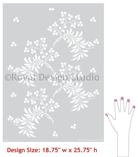 Berry Romantic Floral Stencil