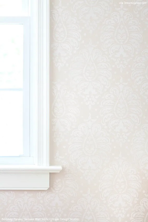 Bombay Paisley Damask Wall Stencil