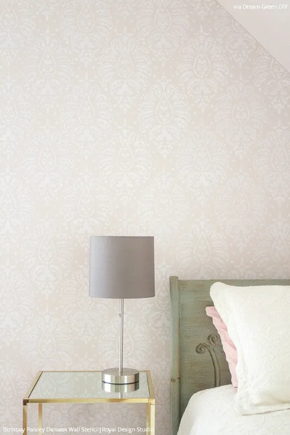 Bombay Paisley Damask Wall Stencil