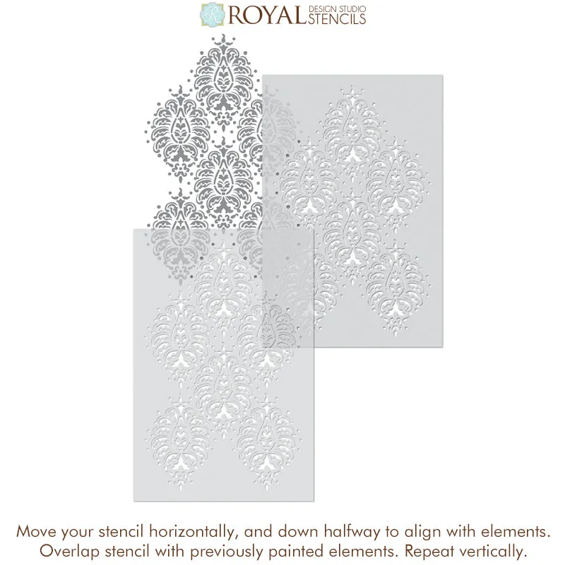 Bombay Paisley Damask Wall Stencil