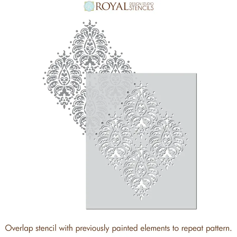 Bombay Paisley Damask Wall Stencil
