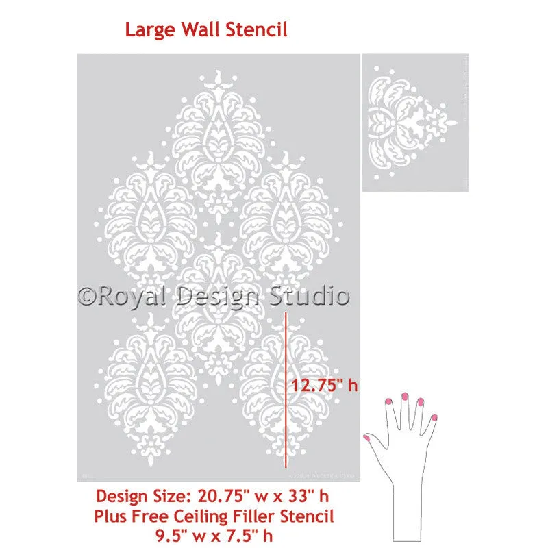 Bombay Paisley Damask Wall Stencil