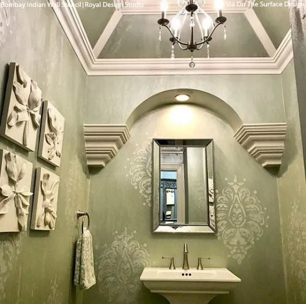 Bombay Paisley Damask Wall Stencil