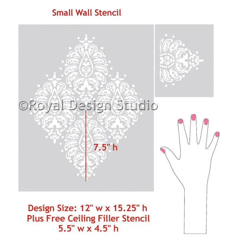 Bombay Paisley Damask Wall Stencil
