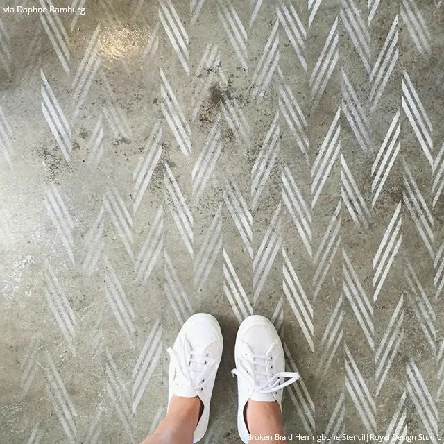 Broken Braid Herringbone Raven   Lily Wall Stencil