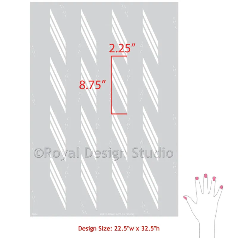 Broken Braid Herringbone Raven   Lily Wall Stencil