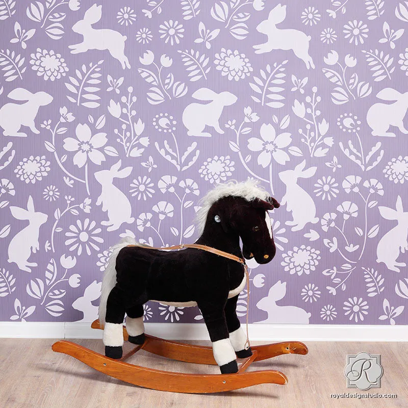 Bunny Hop Wall Stencil