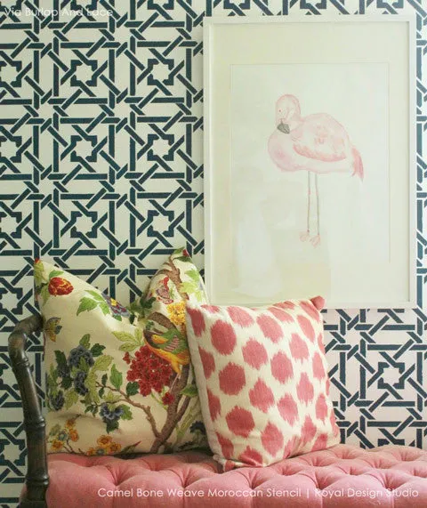 Camel Bone Weave Moroccan Stencil Small