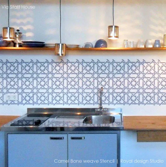 Camel Bone Weave Moroccan Stencil Small