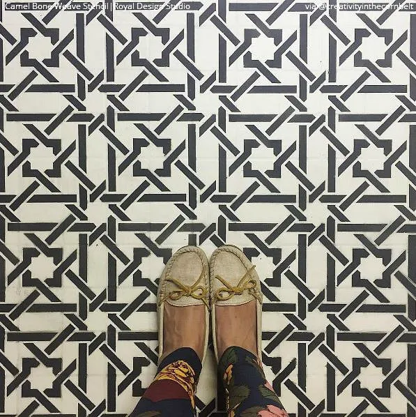 Camel Bone Weave Moroccan Stencil Small