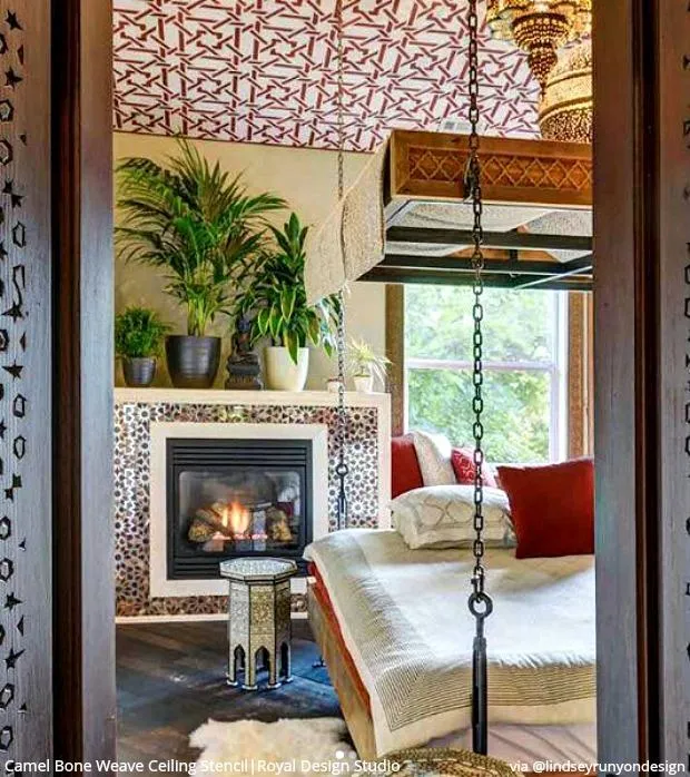 Camel Bone Weave Moroccan Stencil Small