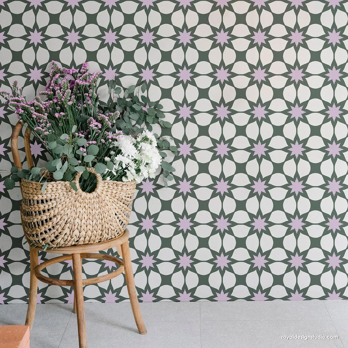 Cassis Floral Allover Stencil