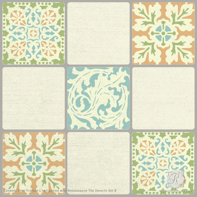 Ceramic Tiles Trompe L'oeil Stencil