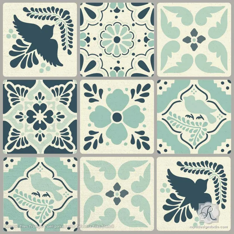 Ceramic Tiles Trompe L'oeil Stencil