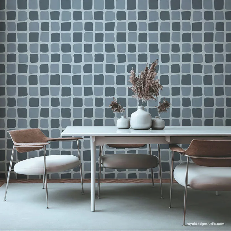 Checked Out Modern Wall Stencil